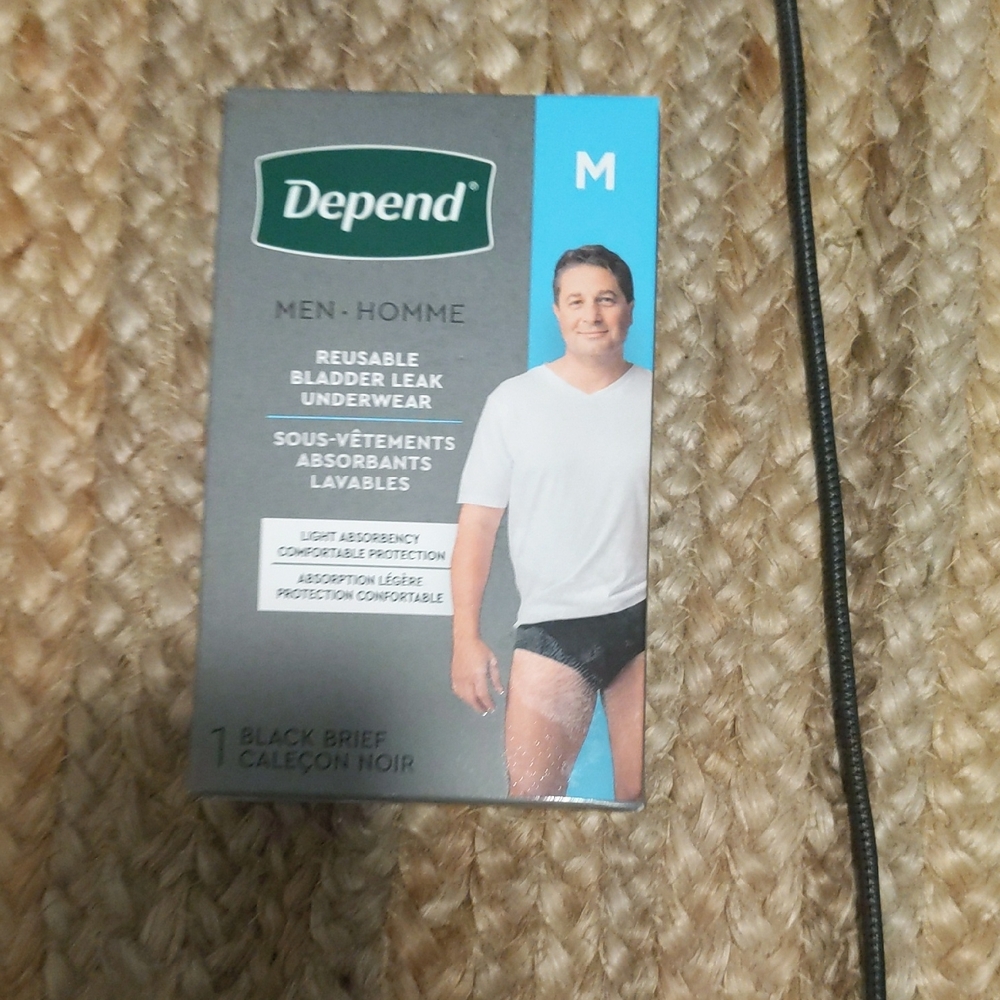 Men's Black Brief Underwear Reusable Bladder Leak Medium